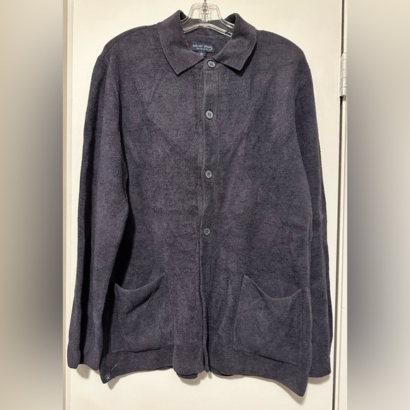 Barefoot Dreams Men's CozyChic Ultra Lite Button Down Cardigan indigo size L - Picture 2 of 8